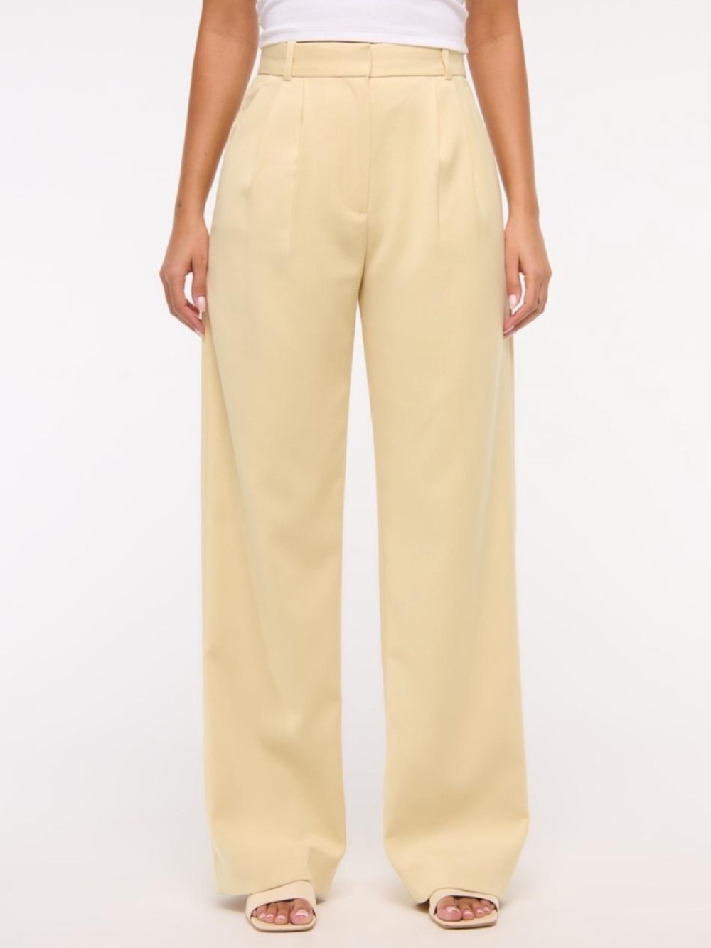 Abercrombie & Fitch A&F Sloane Tailored Wide Leg Curve Love Pant Yellow 27 Short